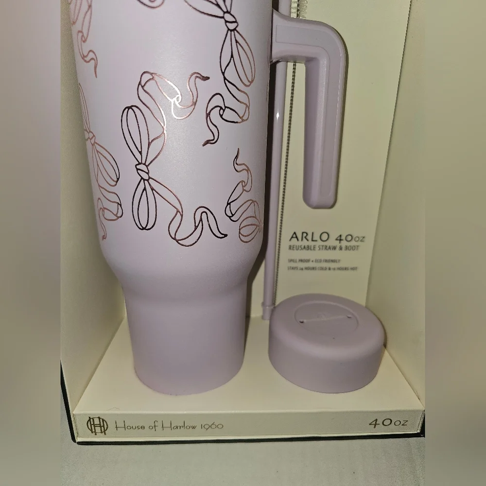House of‎ Harlow 40oz ARLO Coquette Tumbler BOW BOWS Purple New